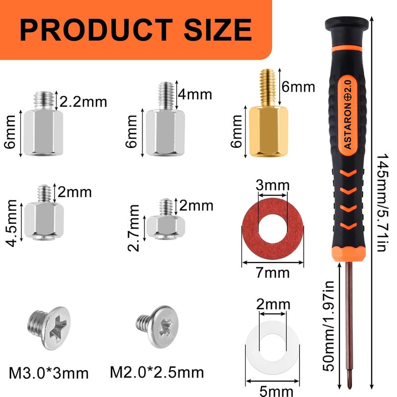 ASTARON M.2 SSD Screws Kit, PCIe NVMe M.2 SSD Mounting Screw Kit for Asus, Gigabyte, ASRock, or MSI motherboards - Image 2